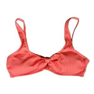 Xhilaration Juniors' Ribbed Cut Out Tie-Front Coral Bralette Bikini Top Sz XL